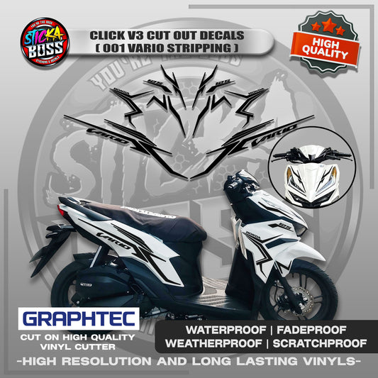 CLICK V3 CUT OUT DECALS ( 2025 VARIO STRIPPING 001 ) | VINYL WATERPROOF CUT-OUT STICKER DECALS