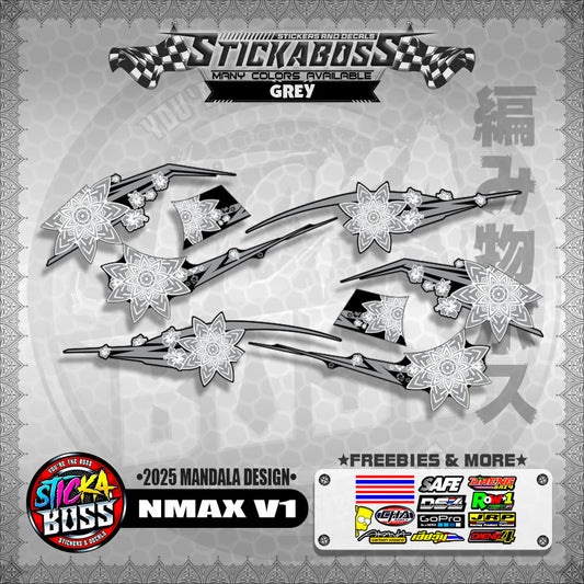NMAX V1 INDO-THAI-MALAYSIAN STICKER DECALS ( 2025 MANDALA DESIGN )【WITH FREEBIES】