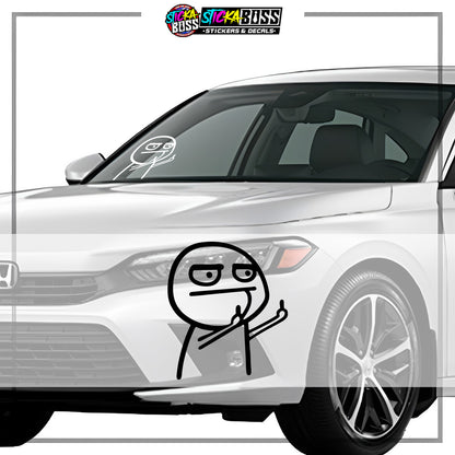 Cartoon Middle Finger ( VINYL CUT-OUT STICKER DECALS )