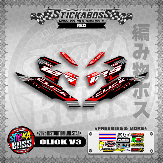 CLICK V3 STICKER DECALS ( 2025 DISTORTION LINE STAR  )【WITH FREEBIES】