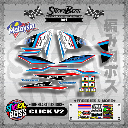 CLICK 150 / 125 / 150i / 125i V2 MALAYSIAN DECALS ( ONE HEART DESIGNS )【WITH FREEBIES】