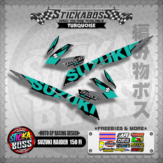 Suzuki Raider 150 Fi Decals TURQUOISE ( MotoGP Racing Design )【WITH FREEBIES】