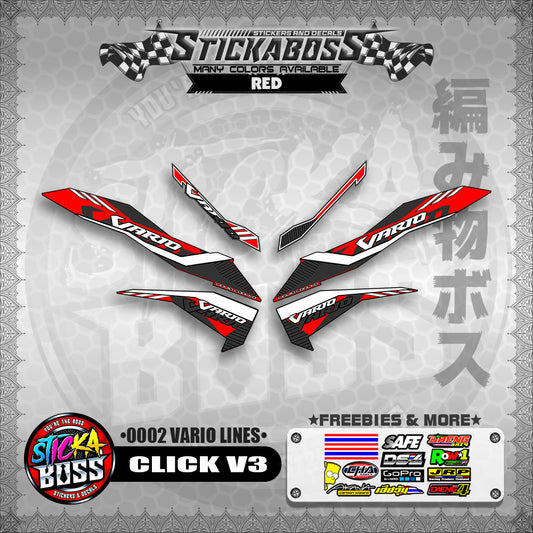CLICK V3 STICKER DECALS ( 0002 VARIO LINES )【WITH FREEBIES】