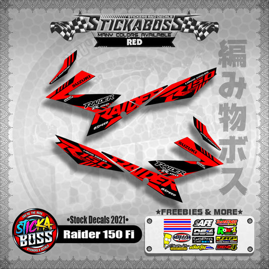 Suzuki Raider 150 Fi Stock Decals 2021 (RED)【PREMIUM GLOSSY LAMINATED】