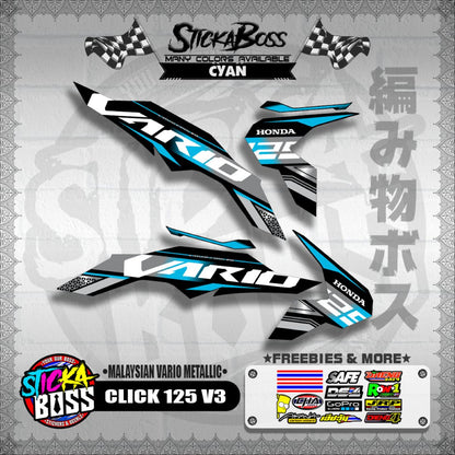 CLICK 125 V3 DECALS ( MALAYSIAN VARIO METALLIC )【WITH FREEBIES】