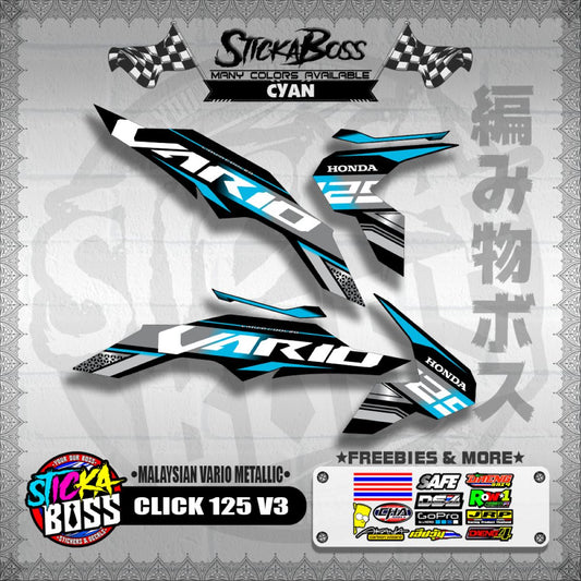 CLICK 125 V3 DECALS ( MALAYSIAN VARIO METALLIC )【WITH FREEBIES】