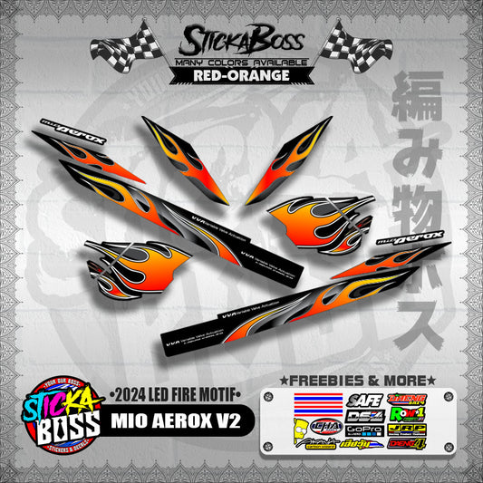 MIO AEROX V2 DECALS ( 2024 LED FIRE MOTIF )【WITH FREEBIES】