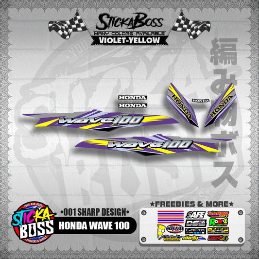HONDA WAVE 100 DECALS ( 001 SHARP DESIGN )【WITH FREEBIES】