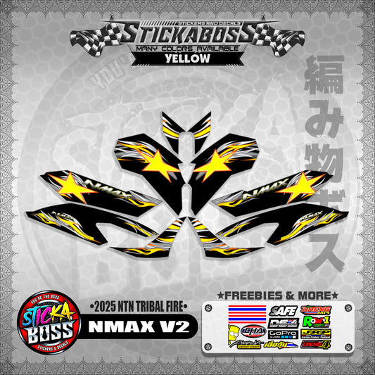 NMAX V2 STICKER DECALS ( 2025 NTN TRIBAL FIRE )【WITH FREEBIES】