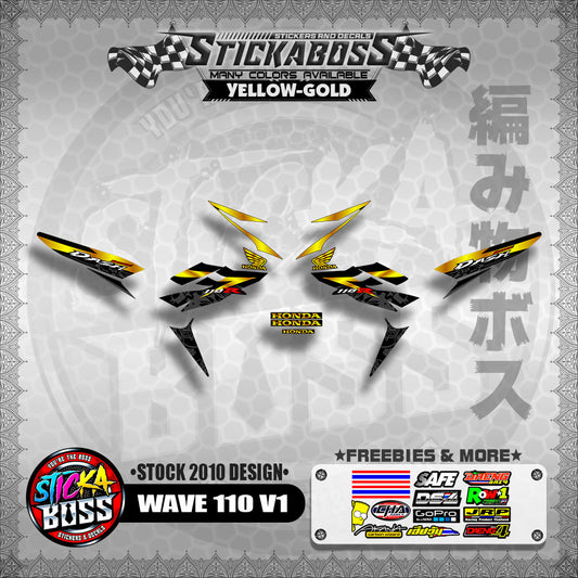 Honda Wave Dash 110r v1 Stock Decals (2010 Design)【WITH FREEBIES】 Rusi Swish Mono