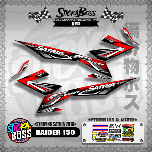 RAIDER 150 DECALS ( STRIPING SATRIA 2016 ) [ PREMIUM GLOSSY LAMINATED ]【WITH FREEBIES】