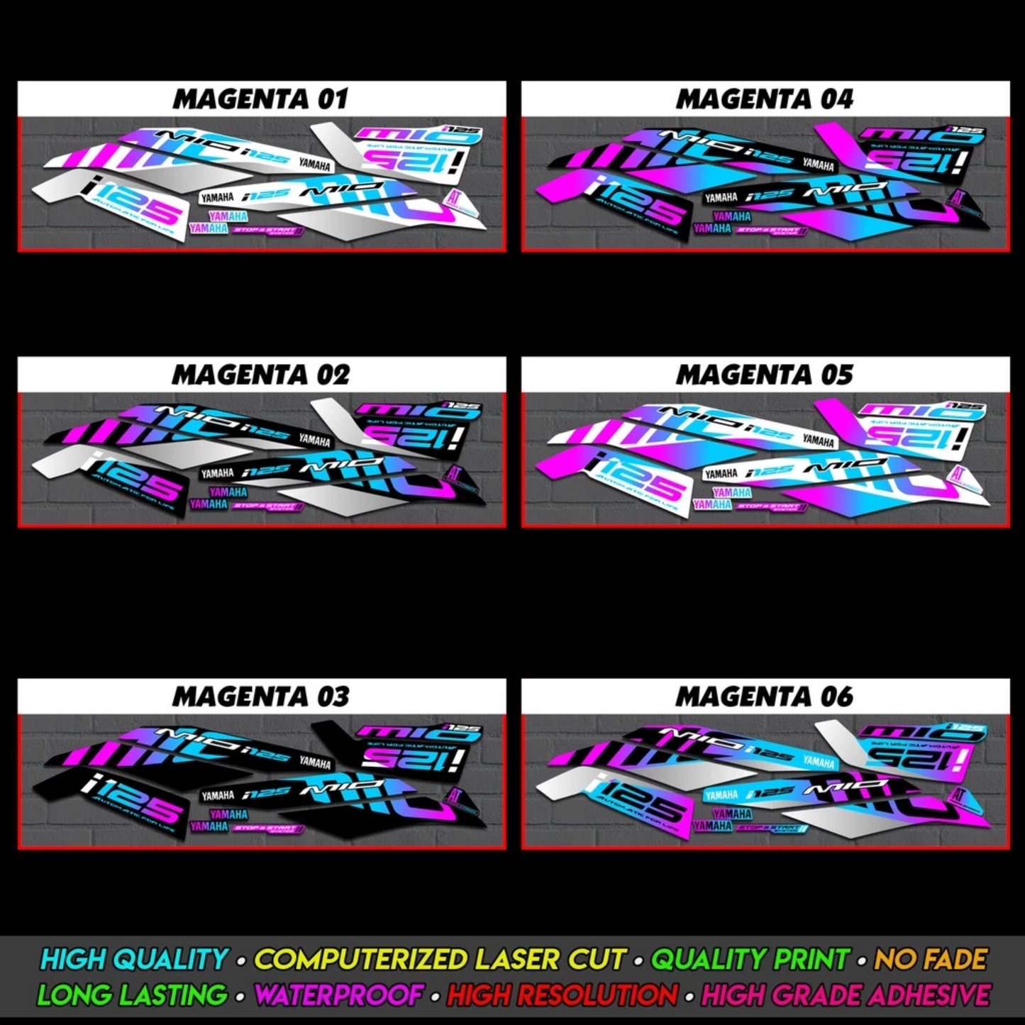 Yamaha Mio i 125 Stock Decal (2019) [MAGENTA]【PREMIUM GLOSSY LAMINATED】
