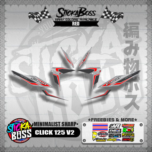 CLICK 125 V2 DECALS ( MINIMALIST SHARP )【WITH FREEBIES】