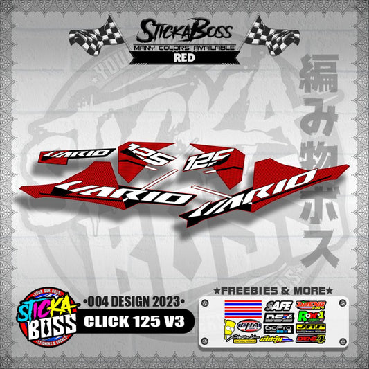 CLICK 125 V3 STOCK DECALS ( 004 DESIGN 2023 ) VARIO【WITH FREEBIES】