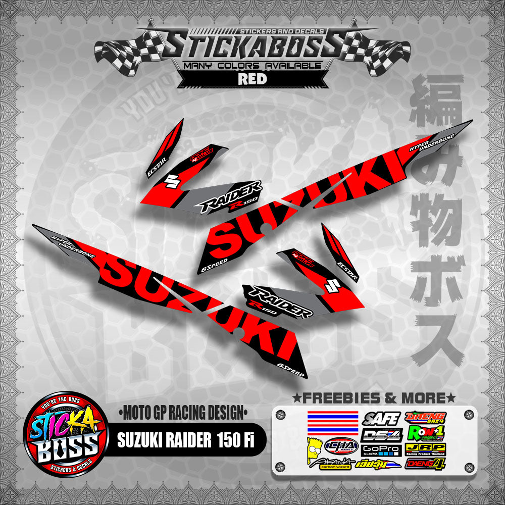 Suzuki Raider 150 Fi Decals RED ( MotoGP Racing Design )【WITH FREEBIES】