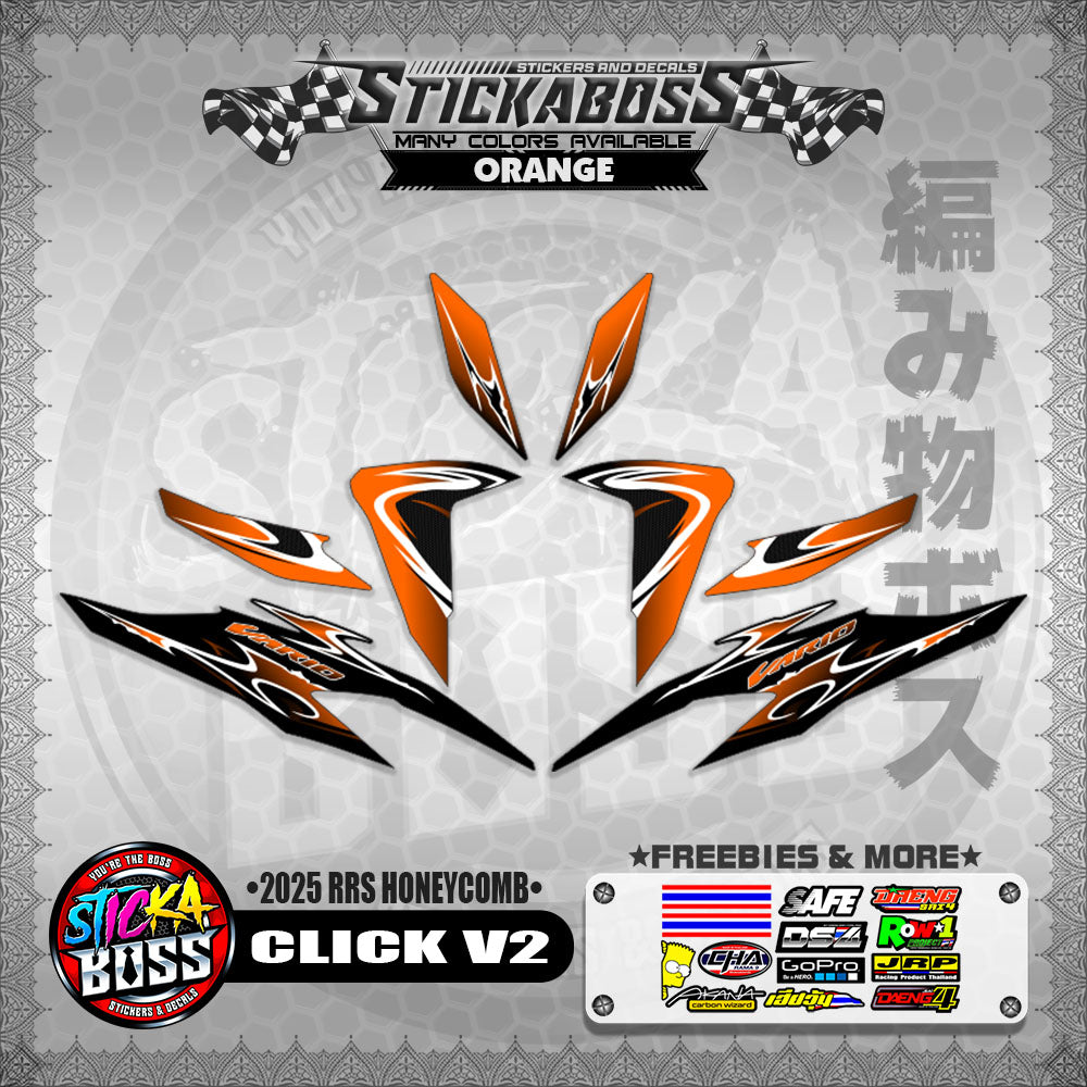 CLICK V2 INDO STICKER DECALS ( 2025 RRS HONEYCOMB )【WITH FREEBIES】