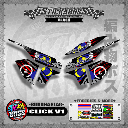 CLICK V1 MALAYSIAN STICKER DECALS ( BUDDHA FLAG )【WITH FREEBIES】