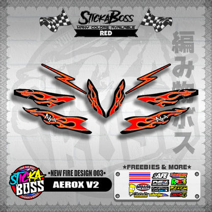 AEROX V2 DECALS ( NEW FIRE DESIGN 003 ) [ PREMIUM GLOSSY LAMINATED ]【WITH FREEBIES】