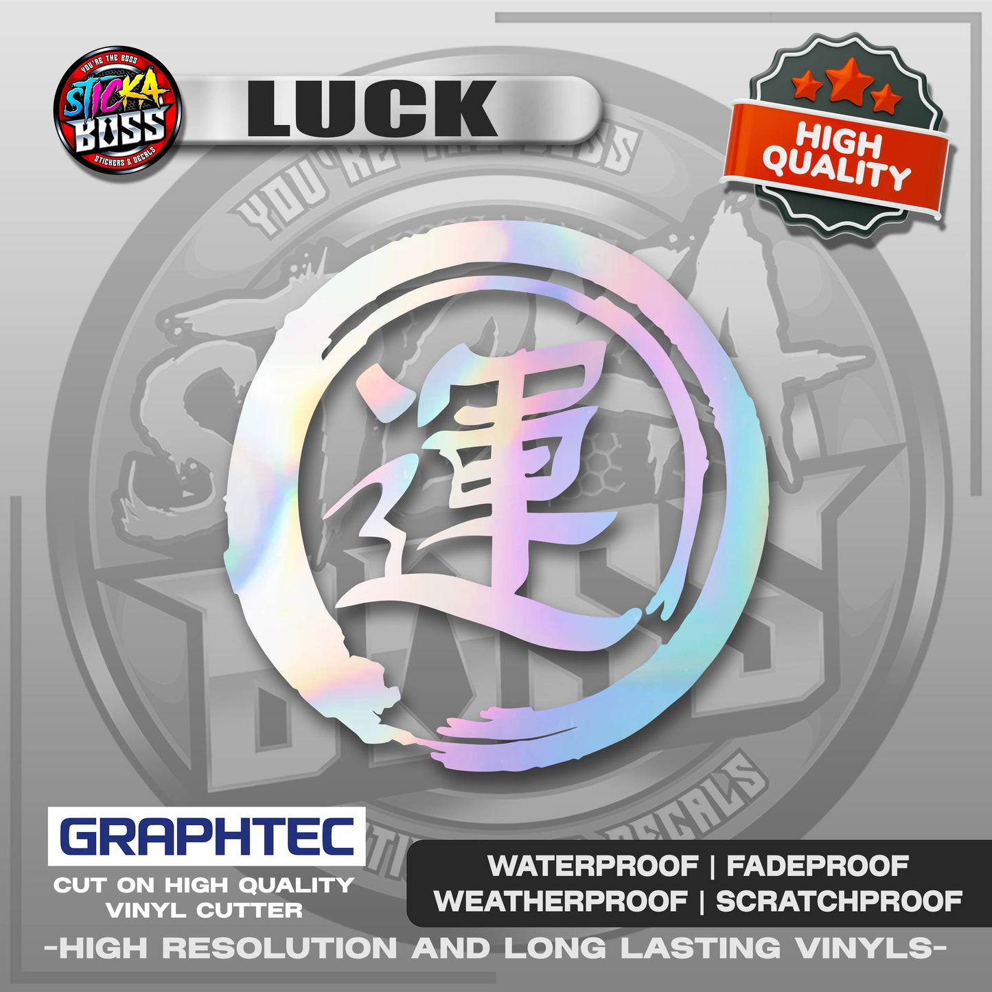 LUCK - JAPANESE KANJI SYMBOL | VINYL WATERPROOF CUT-OUT STICKER DECALS【Stickaboss】