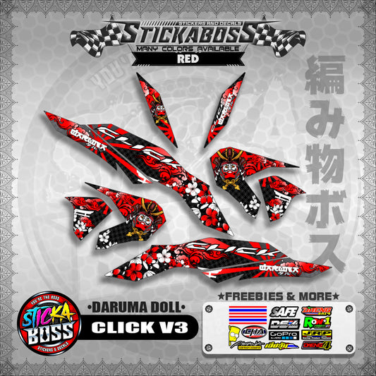 CLICK V3 STICKER DECALS ( DARUMA DOLL )【WITH FREEBIES】