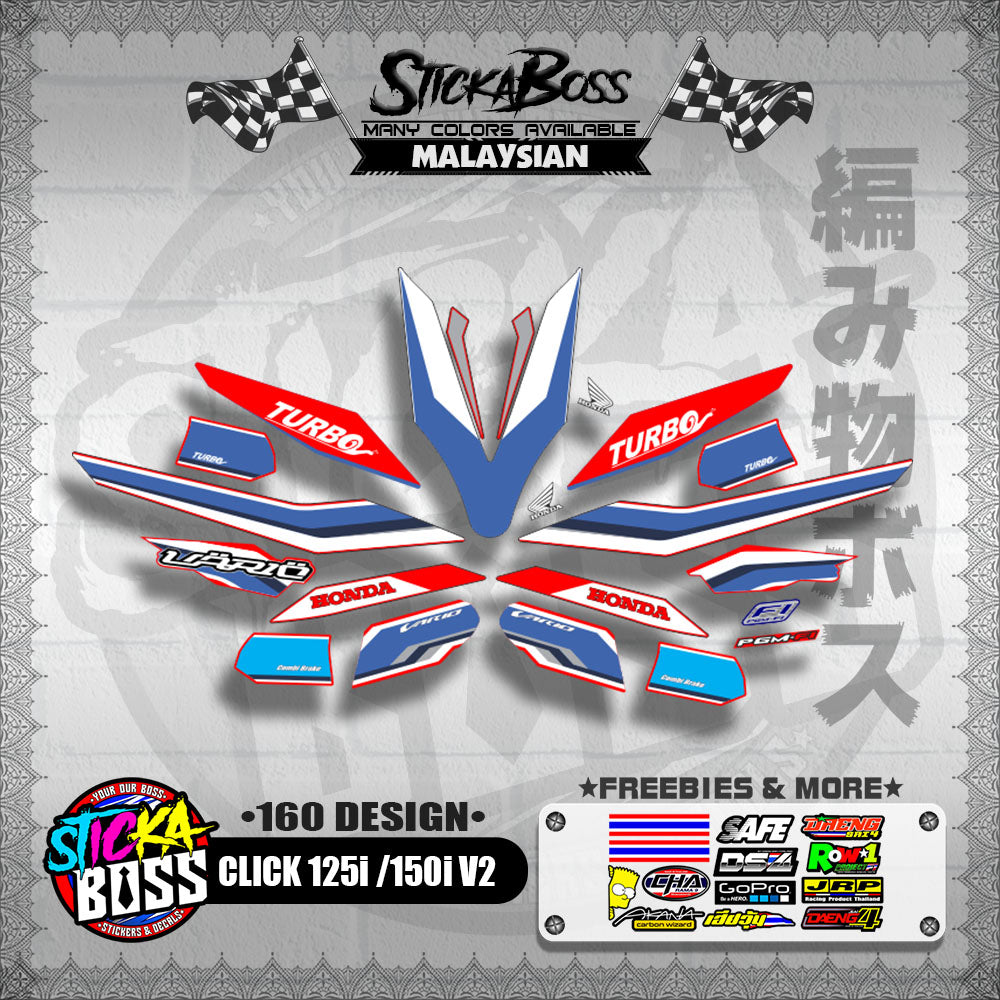 CLICK 125i / 150i V2 DECALS ( 160 DESIGN )【WITH FREEBIES】