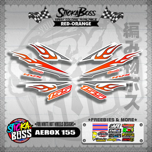 AEROX 155 DECALS ( FOR WHITE HOT WHEELS DESIGNS )【WITH FREEBIES】