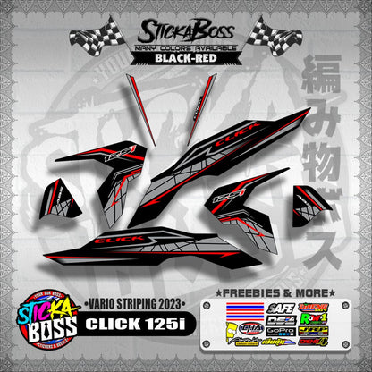 CLICK 125i V3 STOCK DECALS ( VARIO STRIPING 2023 )【WITH FREEBIES】