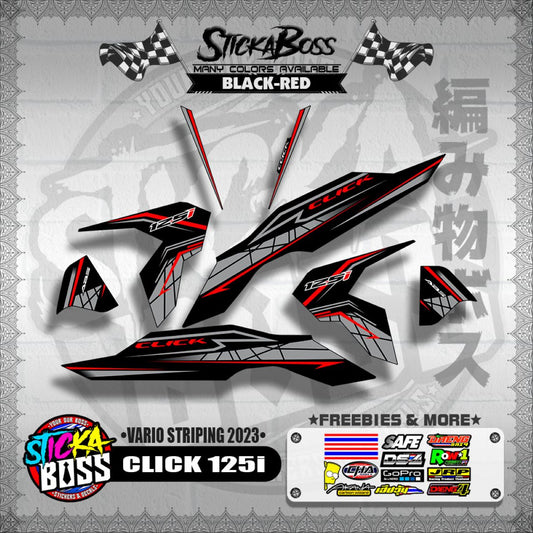 CLICK 125i V3 STOCK DECALS ( VARIO STRIPING 2023 )【WITH FREEBIES】