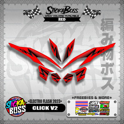 CLICK V2 DECALS ( ELECTRO FLASH 2023 ) [ PREMIUM GLOSSY LAMINATED ]【WITH FREEBIES】