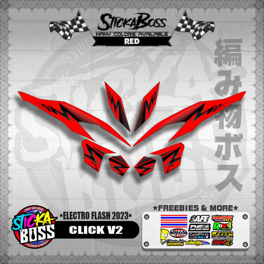 CLICK V2 DECALS ( ELECTRO FLASH 2023 ) [ PREMIUM GLOSSY LAMINATED ]【WITH FREEBIES】