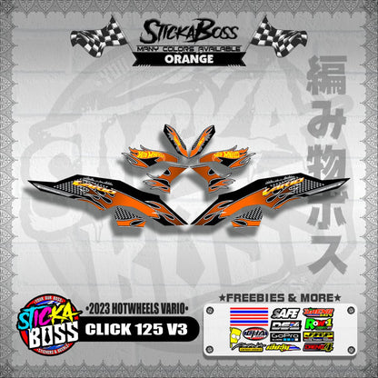 CLICK 125 V3 DECALS ( 2023 HOTWHEELS VARIO )【WITH FREEBIES】