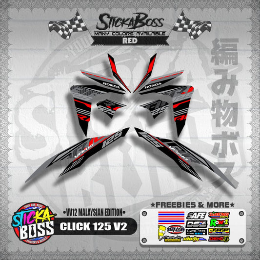CLICK 125 V2 DECALS ( VV12 MALAYSIAN EDITION ) 【WITH FREEBIES】