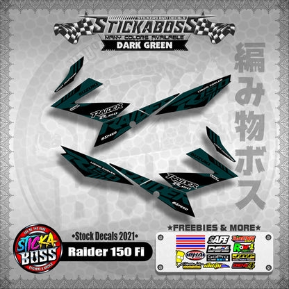 Suzuki Raider 150 Fi Stock Decals 2021 (DARK GREEN)【PREMIUM GLOSSY LAMINATED】