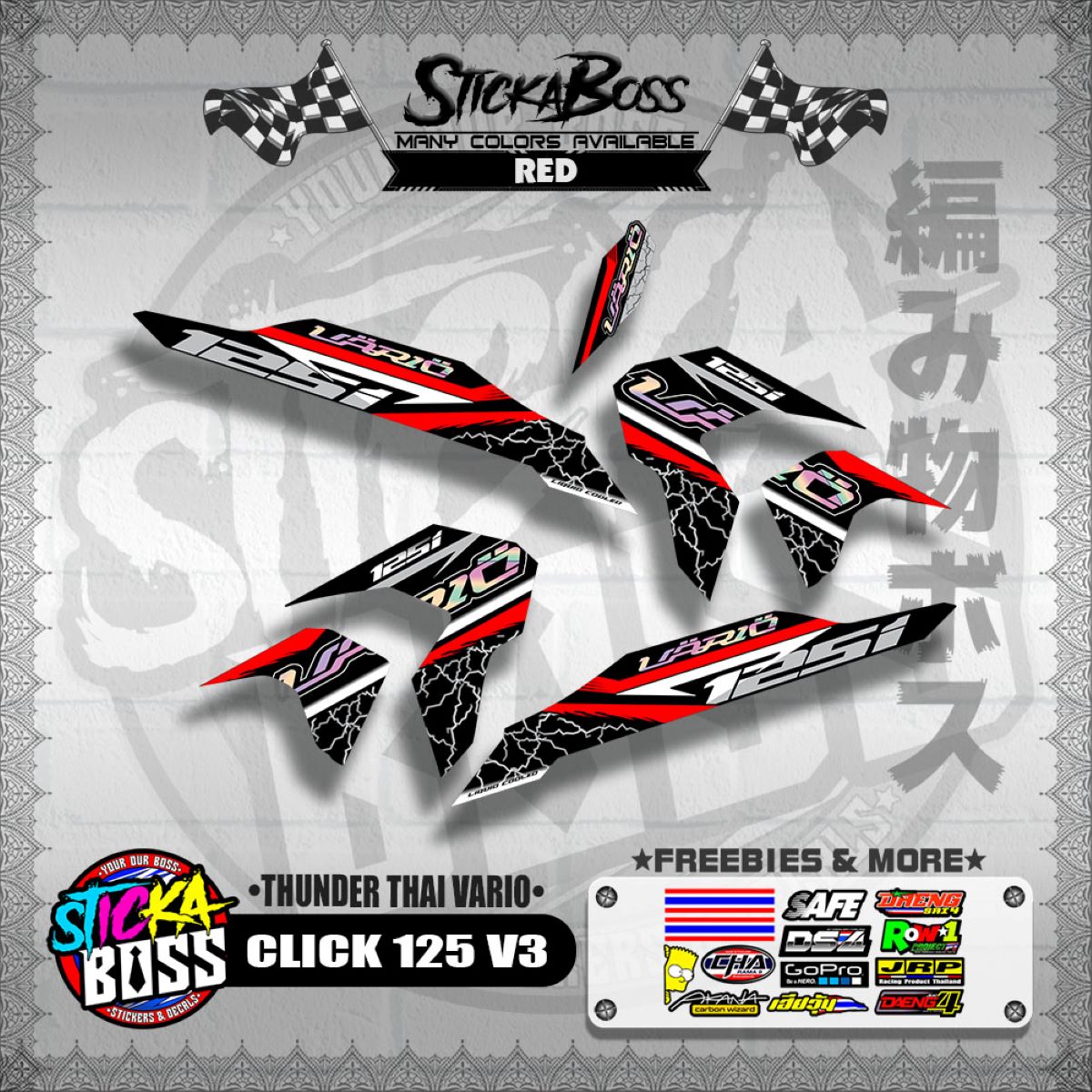 CLICK 125 V3 THAILAND DECALS ( THUNDER THAI VARIO )【WITH FREEBIES】