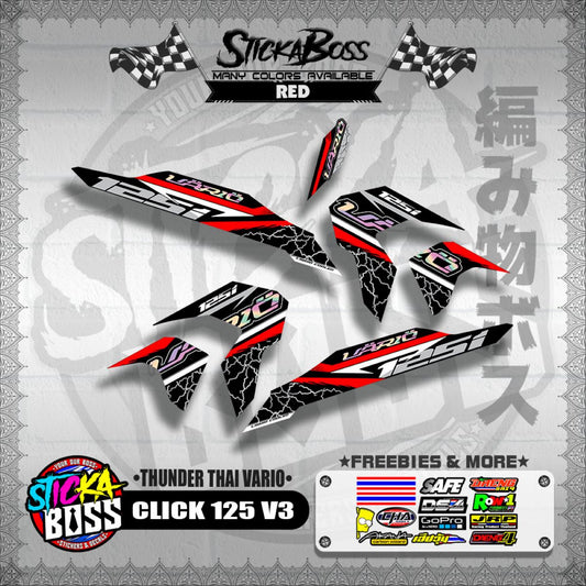 CLICK 125 V3 THAILAND DECALS ( THUNDER THAI VARIO )【WITH FREEBIES】
