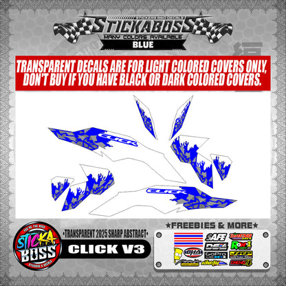 CLICK V3 INDO STICKER DECALS ( TRANSPARENT 2025 SHARP ABSTRACT )【WITH FREEBIES】