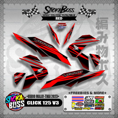 CLICK 125 V3 DECALS ( VARIO MALAY-THAI 2023 )【WITH FREEBIES】