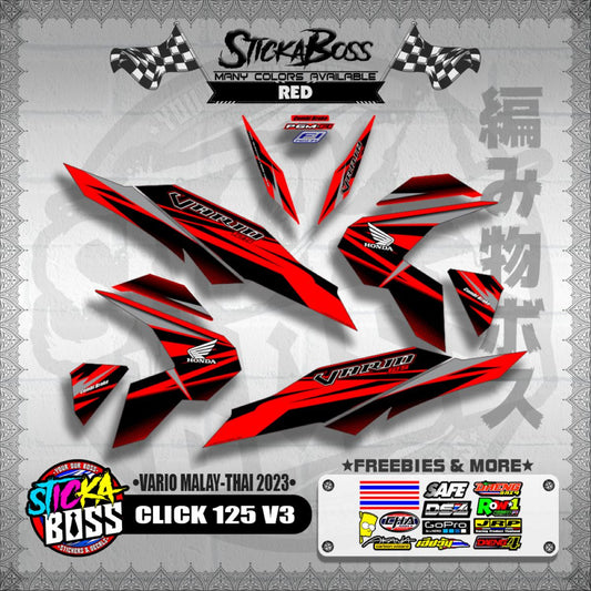 CLICK 125 V3 DECALS ( VARIO MALAY-THAI 2023 )【WITH FREEBIES】