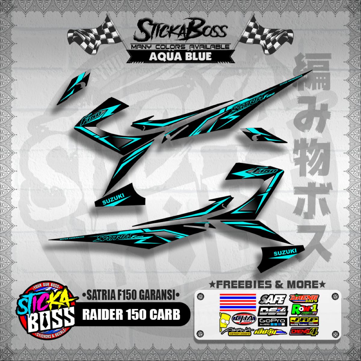 RAIDER 150 CARB DECALS ( SATRIA F150 GARANSI )【WITH FREEBIES】 – StickaBoss