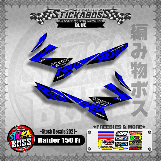 Suzuki Raider 150 Fi Stock Decals 2021 (BLUE)【PREMIUM GLOSSY LAMINATED】
