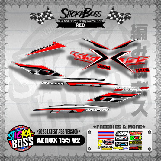 AEROX 155 V2 DECALS ( 2023 LATEST ABS VERSION ) [ PREMIUM GLOSSY LAMINATED ]【WITH FREEBIES】