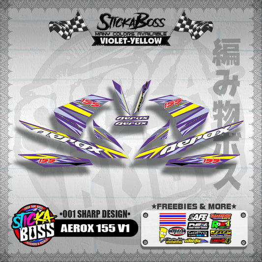 AEROX 155 V1 DECALS ( 001 SHARP DESIGN )【WITH FREEBIES】