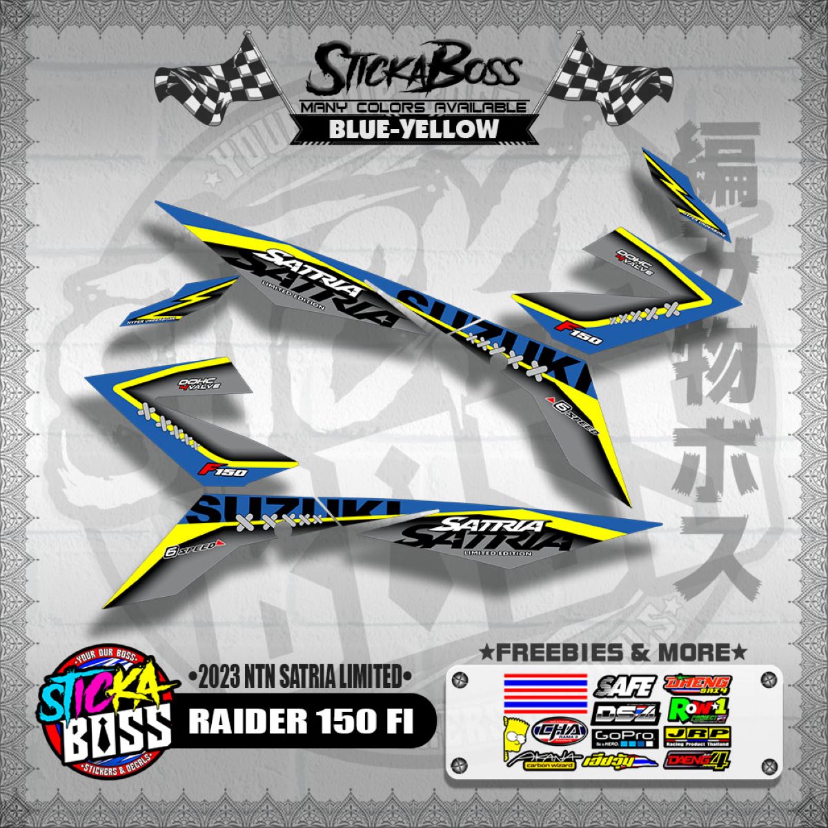 RAIDER 150 FI DECALS ( 2023 NTN SATRIA LIMITED )【WITH FREEBIES】