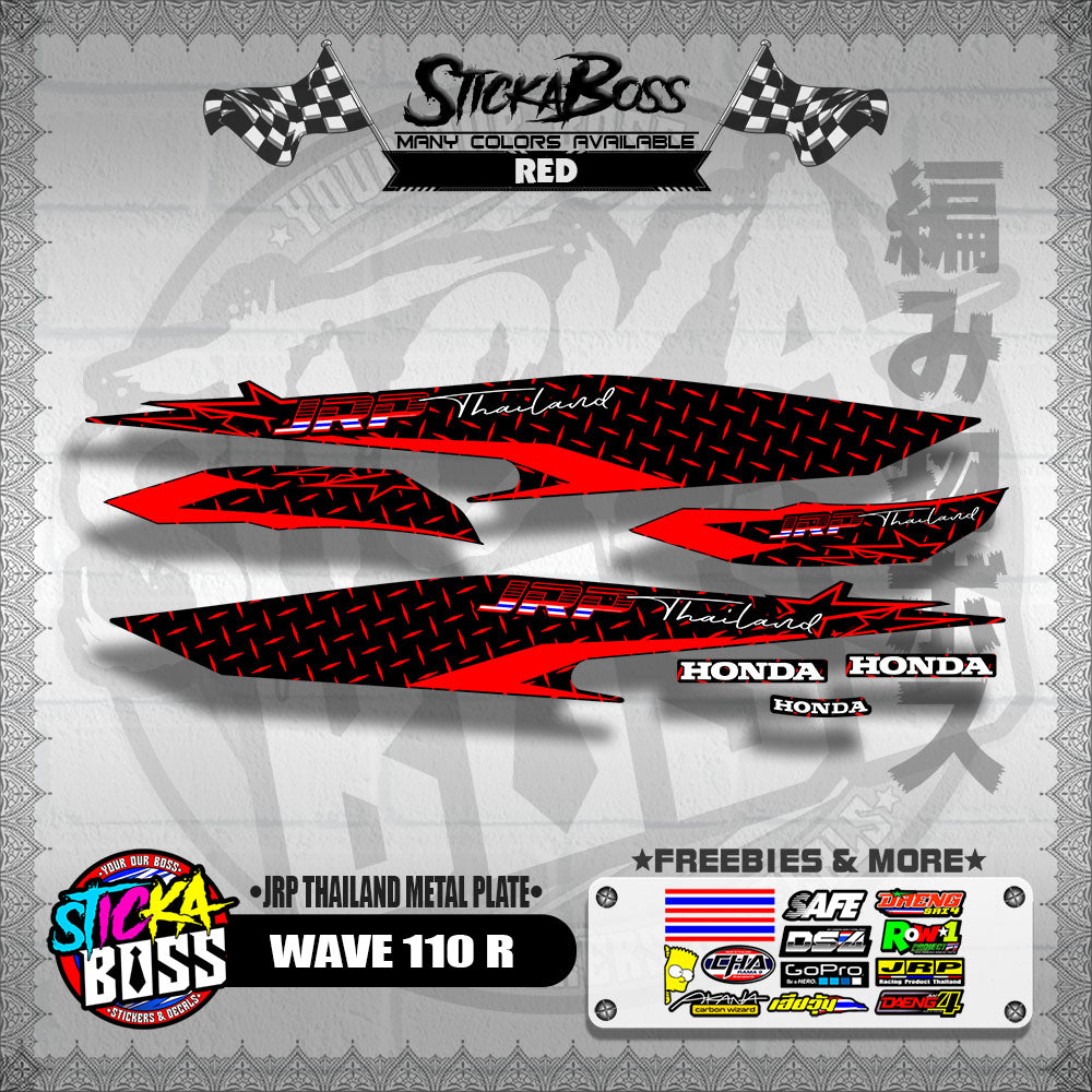 WAVE 110 R DECALS ( JRP THAILAND METAL PLATE )【WITH FREEBIES】 – StickaBoss