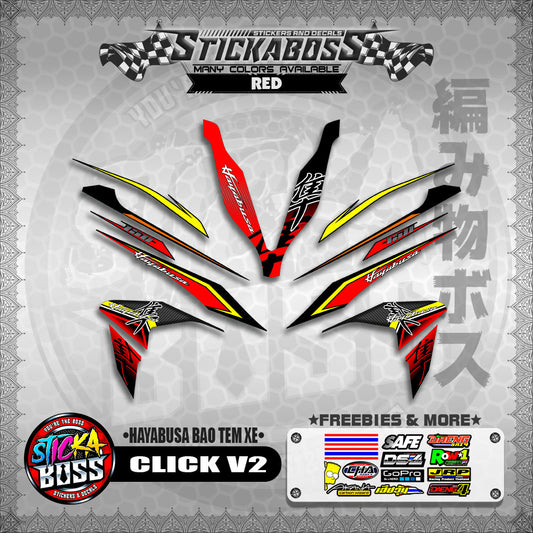 CLICK V2 INDO STICKER DECALS ( HAYABUSA BAO TEM XE )【WITH FREEBIES】