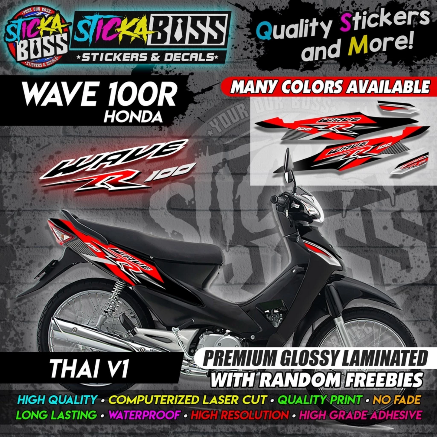 HONDA WAVE 100 R (THAI V1) [STOCK DECALS]【PREMIUM GLOSSY LAMINATED】
