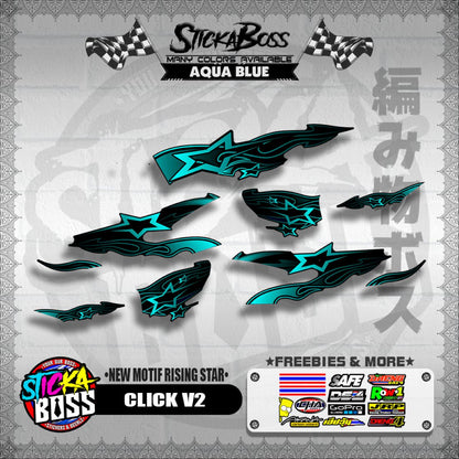 CLICK V2 DECALS ( NEW MOTIF RISING STAR ) [ PREMIUM GLOSSY LAMINATED ]【WITH FREEBIES】