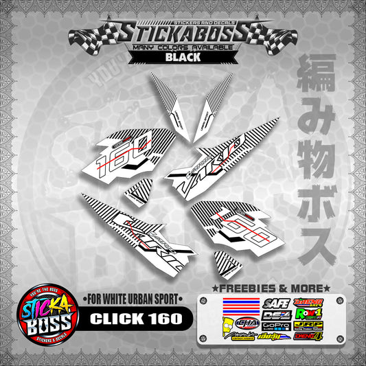 CLICK 160 STICKER DECALS ( FOR WHITE URBAN SPORT )【WITH FREEBIES】