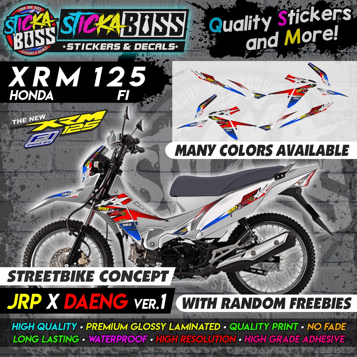 XRM 125 FI Decals - (JRP x DAENG VER.1) [STREET BIKE CONCEPT]【PREMIUM GLOSSY LAMINATED】