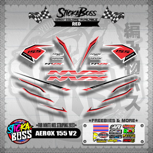 AEROX 155 V2 DECALS ( FOR WHITE NVX STRIPING 2023 )【WITH FREEBIES】